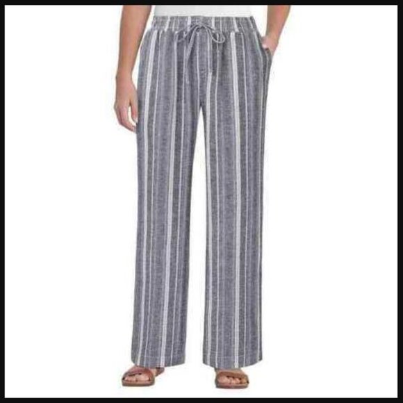 Briggs Women XL Linen Pants Wide Leg With Pockets Elastic Waist New - Picture 1 of 4